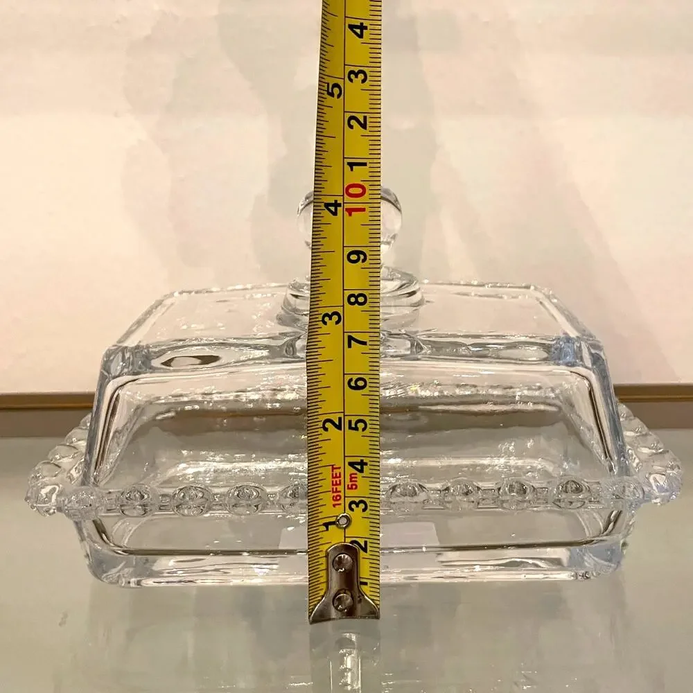 NEW Valentine Clear Glass Covered Butter Dish with Heart Handle